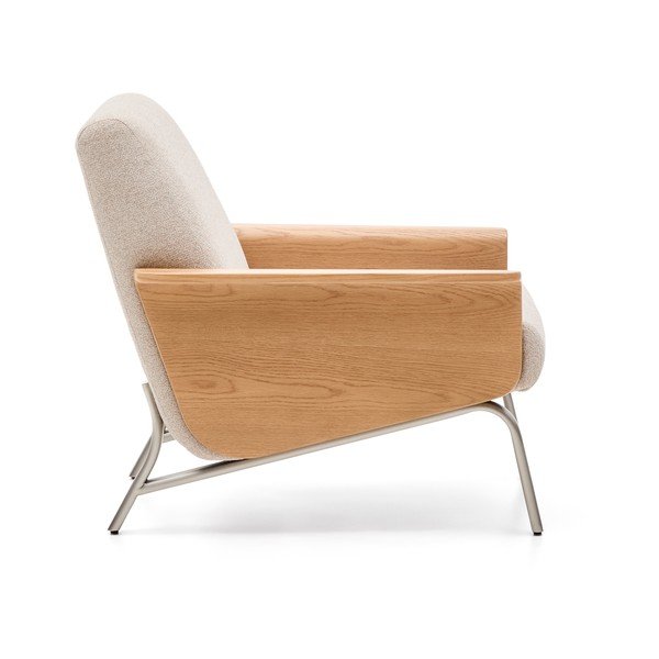 Beżowy fotel z tkaniny szenilowej Amsen – Kave Home-image-3