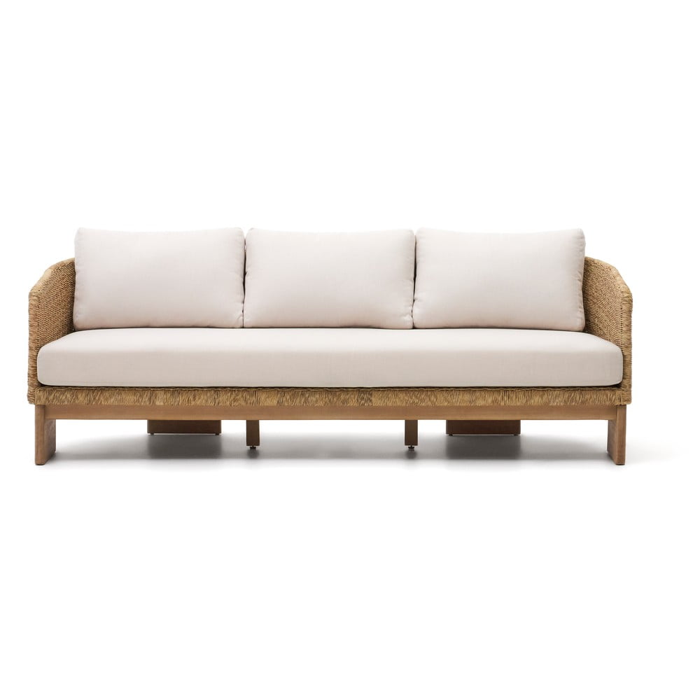 Beżowo-naturalny sofa ogrodowa z imitacji rattanu Xoriguer – Kave Home