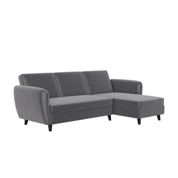 Szary aksamitny rozkładany narożnik Perry – Støraa