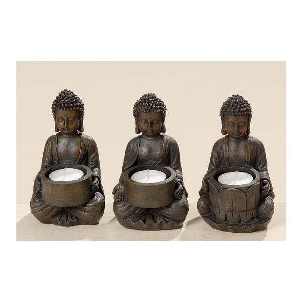 Zestaw 3 świeczników Buddha