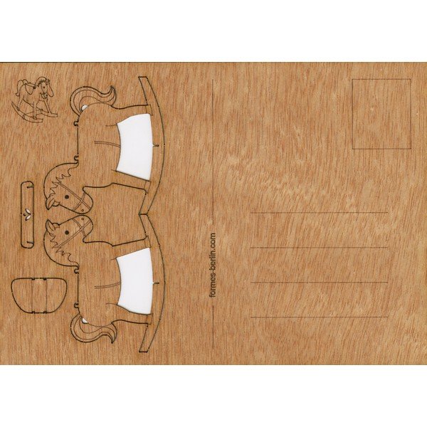 Drewniana kartka świąteczna Formes Berlin Konik, 14,8x10,5 cm-image-1