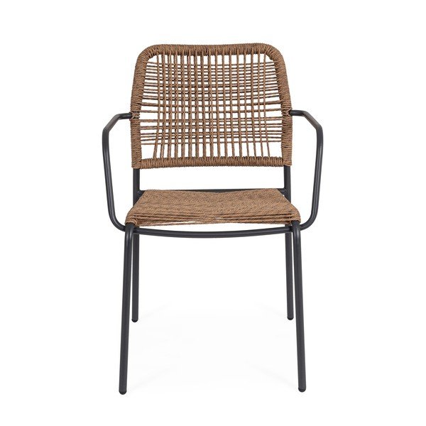 Ciemnoszaro-naturalbe metalowe krzesło ogrodowe Jable – Bizzotto-image-2