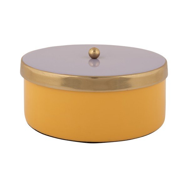 Żółty metalowy pojemnik dekoracyjny ø 16x6 cm Double Funky – PT LIVING