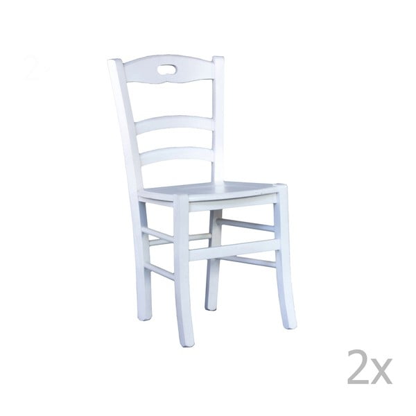 Zestaw 2 białych krzeseł z litego drewna Crido Consulting Woody