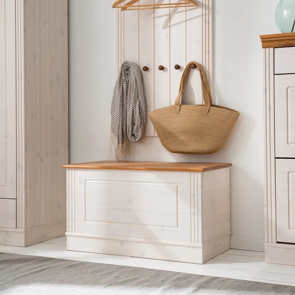 Biała skrzynia z litego drewna sosnowego 80x45 cm Anita – Støraa-image-1