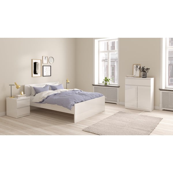 Białe łóżko dwuosobowe z płyty wiórowej bez stelaża 140x200 cm Naia – Tvilum-image-1