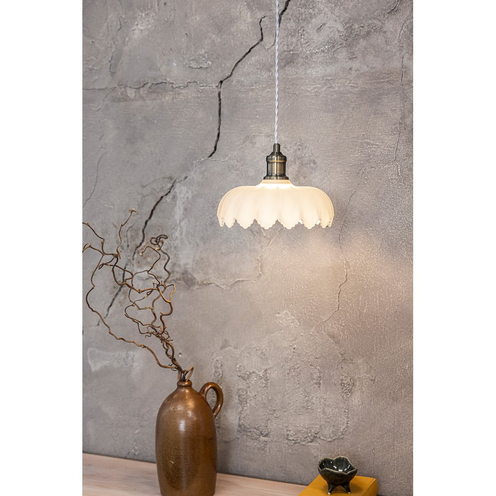 Lampa wisząca w biało-mosiężnym kolorze ze szklanym kloszem ø 25,5 cm Kurage – Markslöjd (zdjęcie 3)