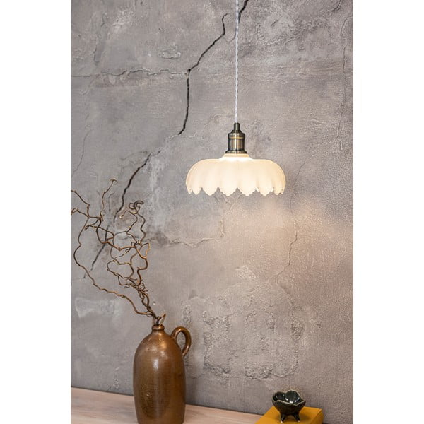 Lampa wisząca w biało-mosiężnym kolorze ze szklanym kloszem ø 25,5 cm Kurage – Markslöjd-image-2