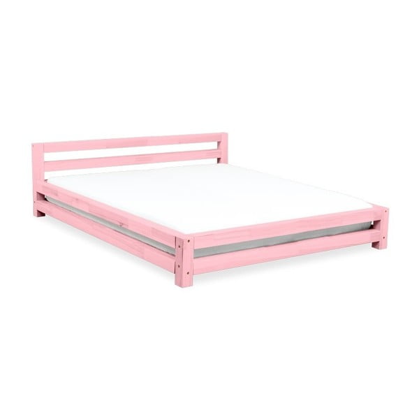 Różowe łóżko 2-osobowe z drewna świerkowego Benlemi Double, 160x200 cm