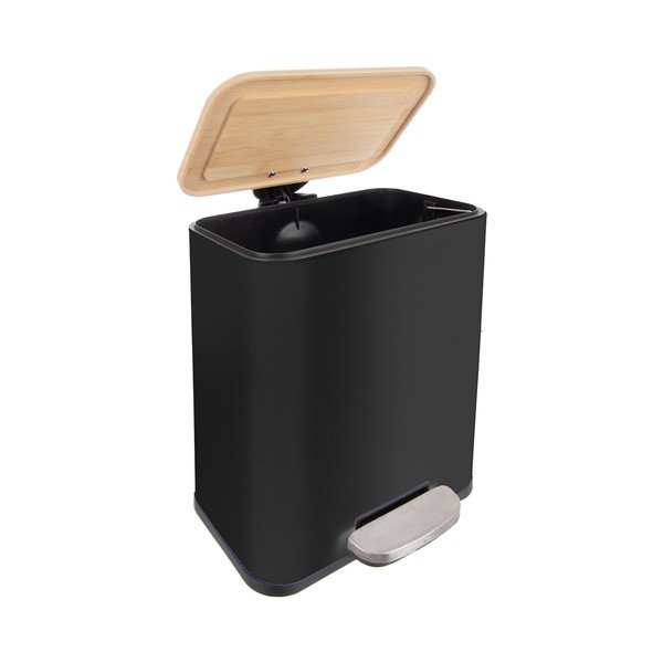 Czarny kosz na śmieci z pedałem ze stali nierdzewnej 5 l Black – Orion-image-3