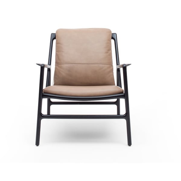 Czarno-beżowy skórzany fotel Dedo – Gazzda-image-2