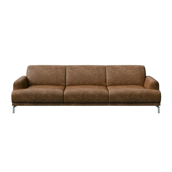 Brązowa sofa skórzana MESONICA Puzo, 240 cm