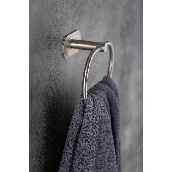 Samoprzylepny wieszak na ręczniki ze stali nierdzewnej w kolorze matowego srebra Orea – Wenko-image-1