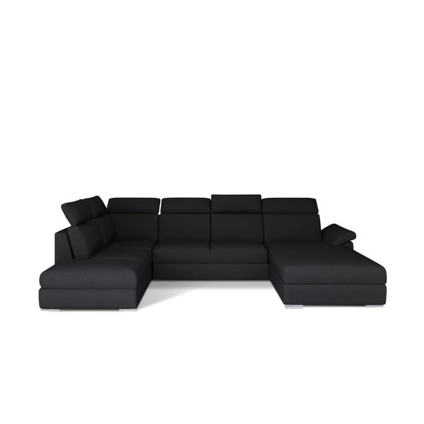 Czarny rozkładany narożnik (lewostronny/w kształcie litery U) Evanell – ELTAP