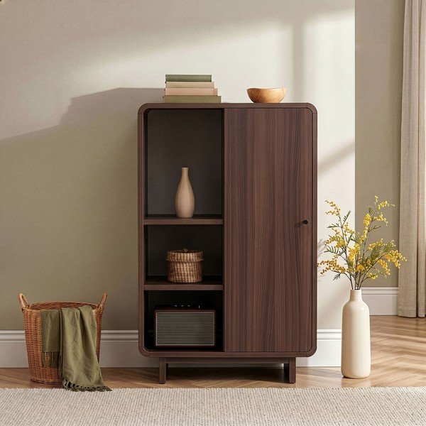 Szafka w dekorze orzecha w ciemnym naturalnym kolorze 70x110x34 cm Torina – Nordure-image-2