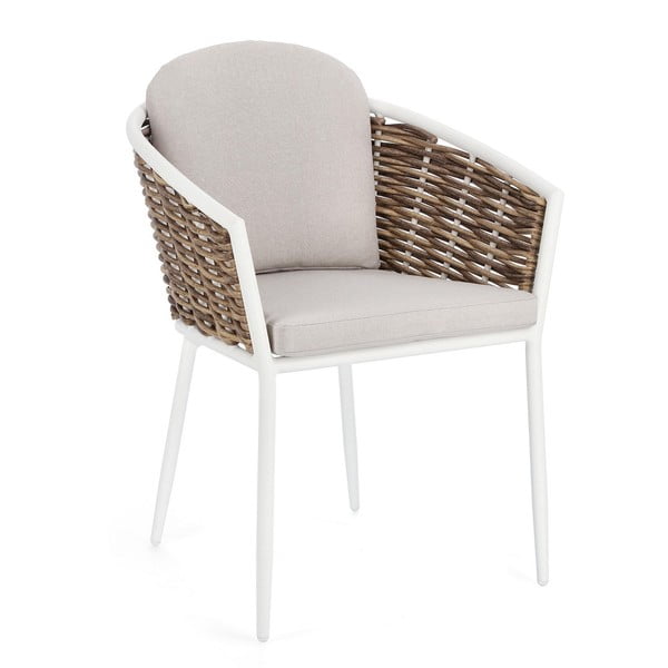 Białe metalowe krzesło ogrodowe Maribela   – Bizzotto