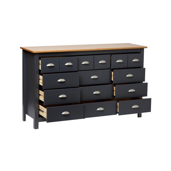 Antracytowoszara komoda z litego drewna sosnowego se 12 szufladami Marckeric Jade-image-1