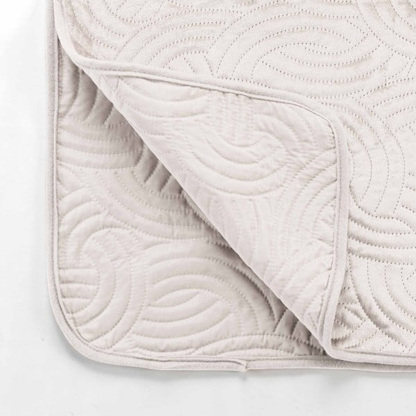 Kremowy aksamitny zestaw narzuty na łóżko i poszewki na poduszkę 240x260 cm Solange – douceur d'intérieur-image-3