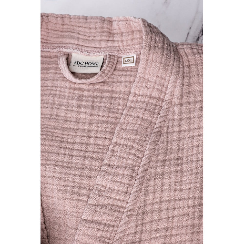 Różowy szlafrok muślinowy w rozmiarze S/M Kimono – Foutastic (zdjęcie 6)