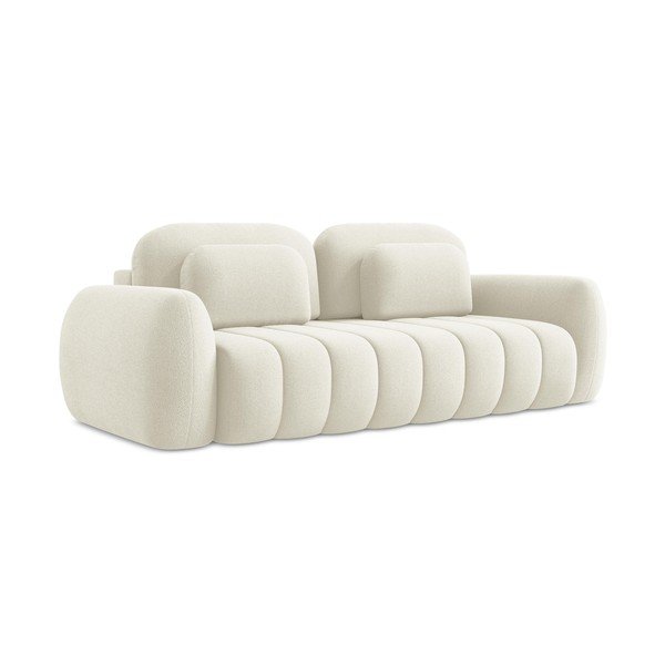 Beżowa sofa rozkładana z materiału bouclé ze schowkiem 266 cm Pele – Makamii-image-1