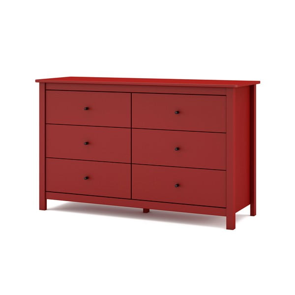 Czerwona niska komoda z drewna sosnowego 130x80 cm Misti – Marckeric-image-3