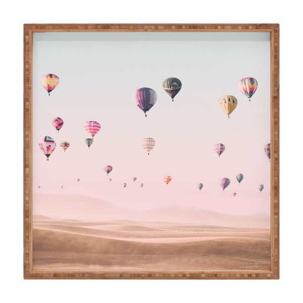 Drewniana taca dekoracyjna Flying Ballons, 40x40 cm