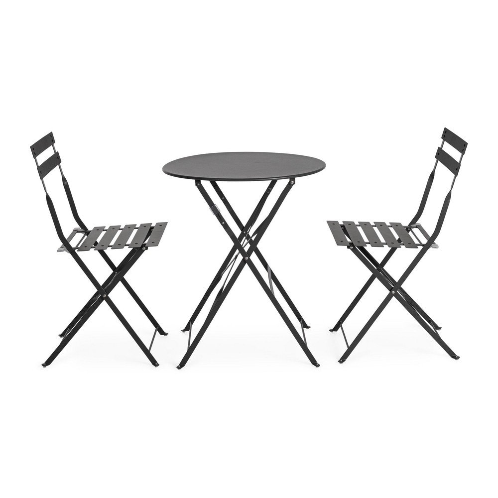Antracytowy stalowy zestaw mebli ogrodowych dla 2 osób Austin – Bizzotto