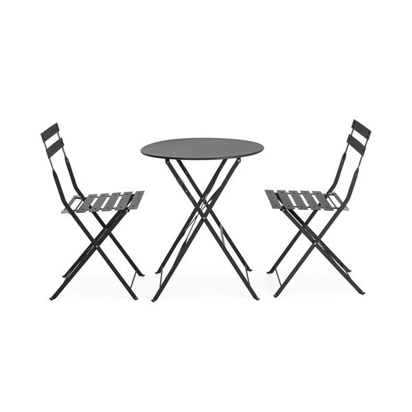 Antracytowy stalowy zestaw mebli ogrodowych dla 2 osób Austin – Bizzotto