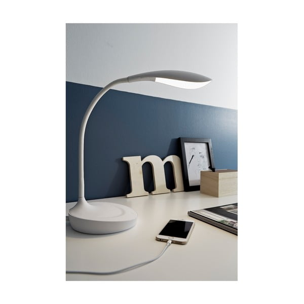 Biała lampa stołowa z portem USB Markslöjd Swan-image-3