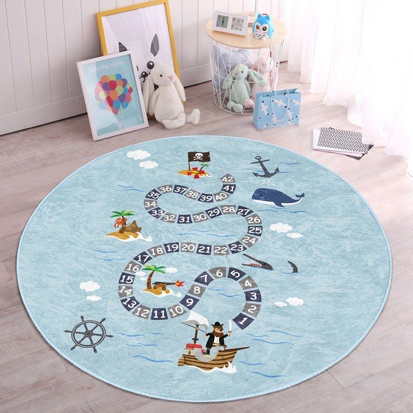 Jasnoniebieski dywan dziecięcy ø 100 cm Comfort – Mila Home-image-2