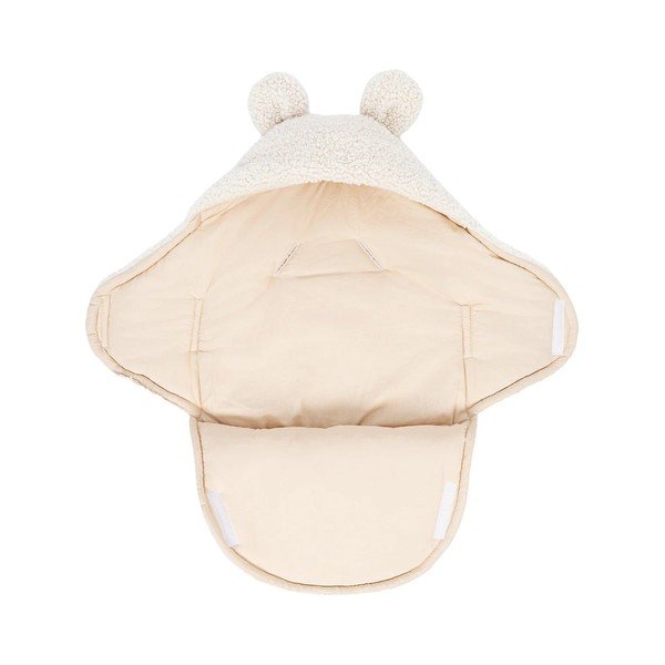 Kremowy rożek niemowlęcy z materiału sherpa 45x80 cm – Meowbaby-image-1