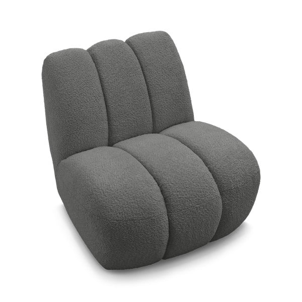 Ciemnoszary fotel z materiału bouclé Janissaire – Bobochic Paris-image-4