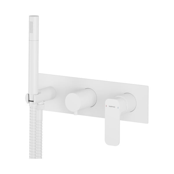 Biała bateria prysznicowa podtynkowa (3 otwory) Spy – Sapho-image-1