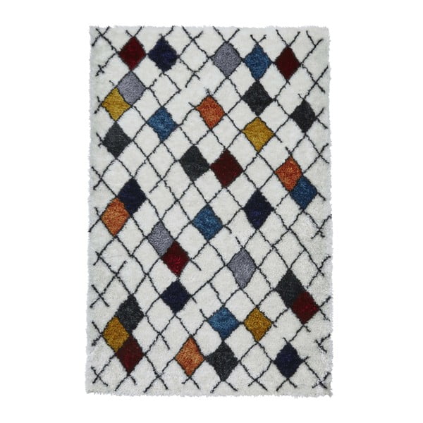 Biały dywan z kolorowymi wzorami Think Rugs Broadway, 120x170 cm