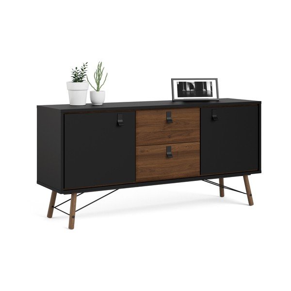 Czarna komoda w dekorze orzecha 150x72x40 cm Ry – Tvilum-image-4