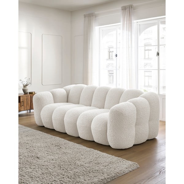Biała sofa z materiału bouclé 232 cm Hippolyte – Bobochic Paris-image-1
