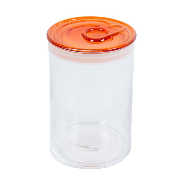 Pojemnik szklany z pomarańczowym wieczkiem Kaleidos Can, 10,5x16 cm