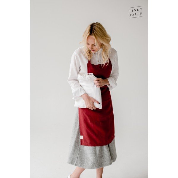 Czerwony lniany fartuch Linen Tales Daily Apron, 80x55 cm-image-2