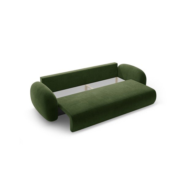 Zielona aksamitna rozkładana/ze schowkiem sofa 262 cm Tonale – Cosmopolitan Design-image-3