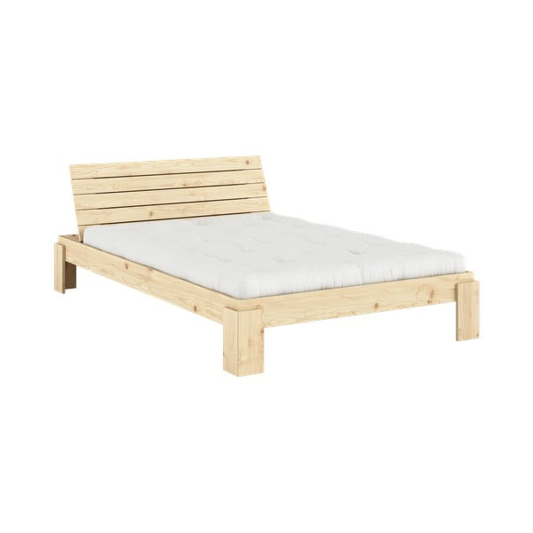 Łóżko dwuosobowe z litego drewna sosnowego ze stelażem 140x200 cm w naturalnym kolorze Layers – Karup Design-image-3