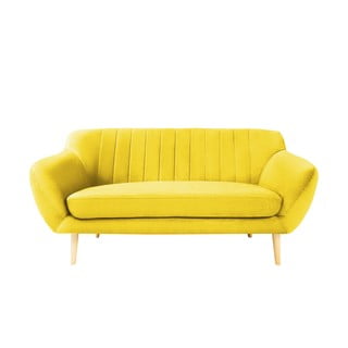 Żółta aksamitna sofa Mazzini Sofas Sardaigne, 158 cm