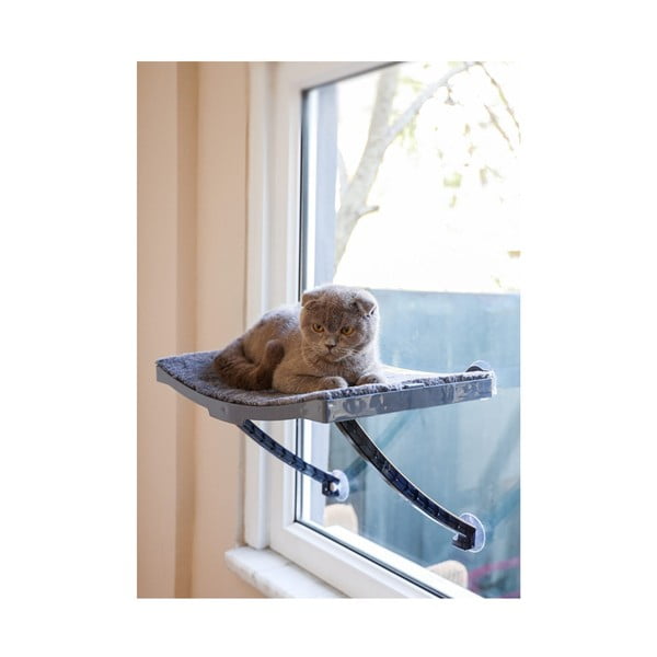 Szare legowisko dla kota na okno 47x32 cm – Lydia&Co-image-1