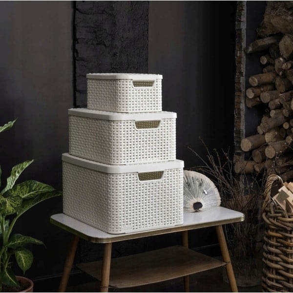 Kremowy plastikowy pojemnik z pokrywką 33x44,5x25 cm Style – Curver-image-1