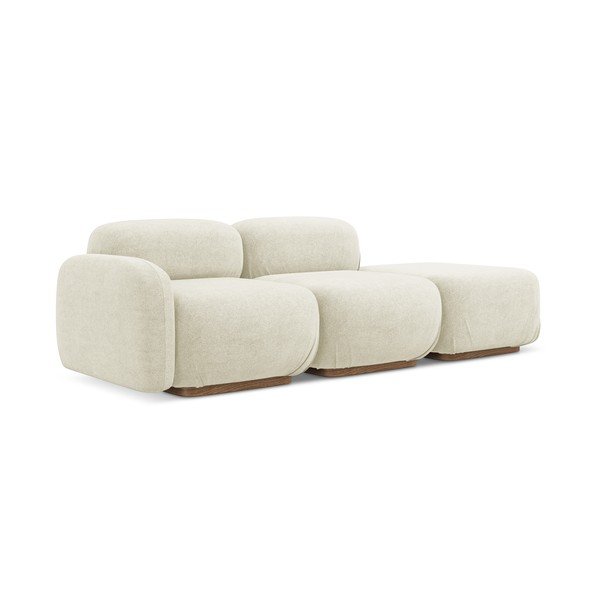 Kremowy szezlong modułowy z materiału bouclé (prawostronny) Ailani – Makamii-image-2