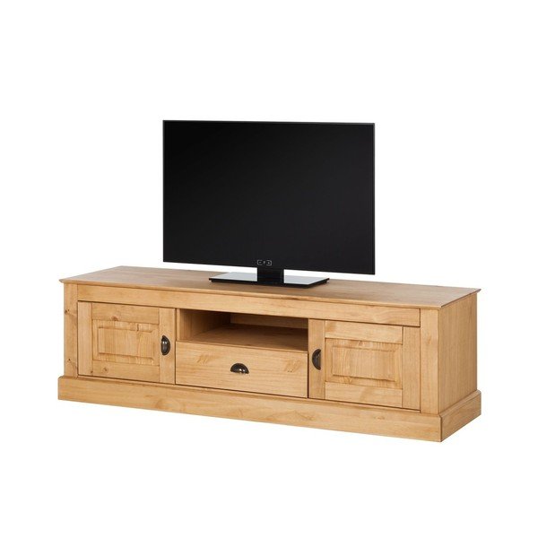 Naturalna szafka pod TV z drewna sosnowego Støraa Tommy-image-1