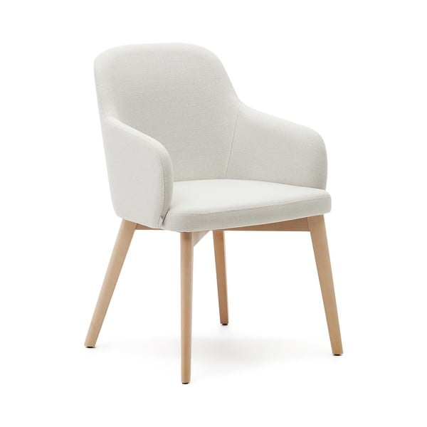 Kremowy tapicerowany fotel jadalniany z podłokietnikami Nelida – Kave Home