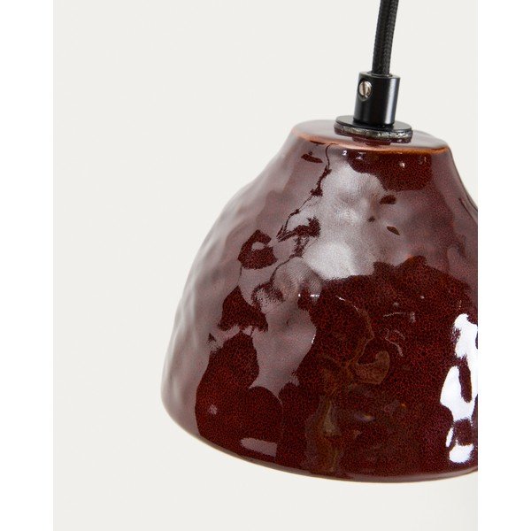 Czerwona lampa wisząca z ceramicznym kloszem Drava – Kave Home-image-3