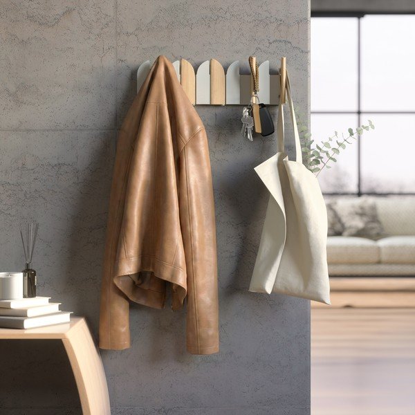 Beżowy/w naturalnym kolorze stalowy wieszak ścienny 43 cm Saloon – Umbra-image-1
