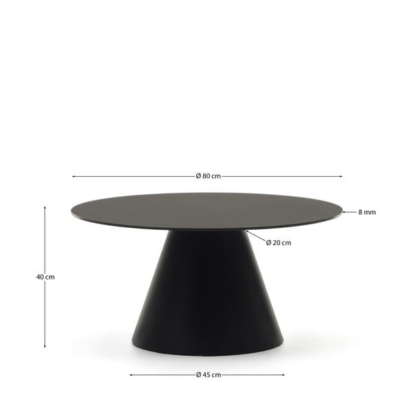 Czarny okrągły stolik ze szklanym blatem ø 80 cm Wilshire – Kave Home-image-4