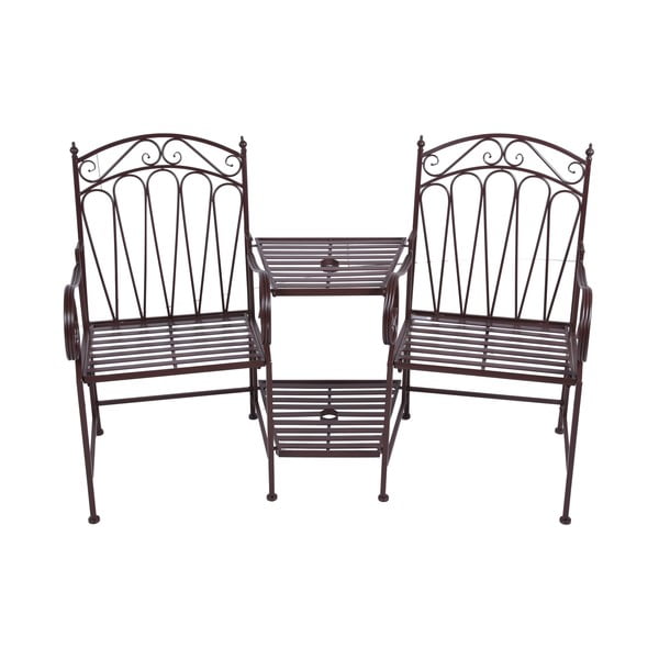 Czarna metalowa ławka ogrodowa Rinjani – Garden Pleasure